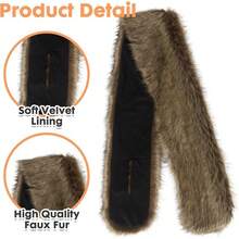 Faux Fur Scarf Wrap For Women, Long Plush Winter Shawl Collar, Warm Convertible Scarf  Neck Warmer, Elegant Evening Cape Bolero - 棕色 - 查看 3