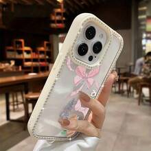 Funda para teléfono 1 unidad, lazo rosa, lindos gatos, brillante, doble cara | Funda brillante 11/12/13/14/15/16 - Blanco - Ver 7