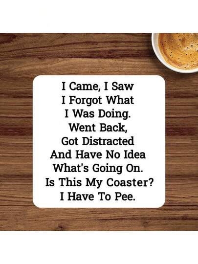 1 Pc Funny Coaster, Heat Resistant Wooden Coaster, Present Morning Worker, Funny Coaster For Summer Winter Drinkware, Desk Accessory For Office Workers