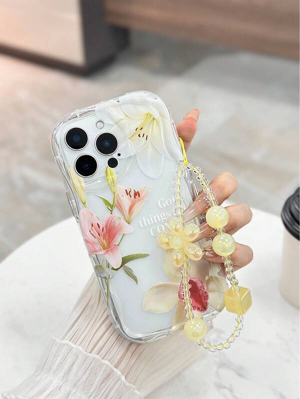 Funda para teléfono con pintura de flores de lirio y borde ondulado compatible con iPhone IP14/IP15 PROMAX/IP16 Pro Max/IP13/16/IP15 XR/7/8/IP16 PROMAX/IP13/iPhone15Promax/12PROMAX/13PROMAX/14PROMAX 13 14 11 12p14 P11Soft Shell P12 Shockproof XS.XR /78P.78GES2 A14 A15 A16 A26 S24 S25