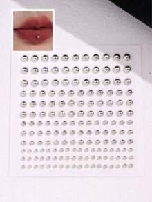 非穿孔假鼻环/鼻钉，银色，3-6毫米，夹式身体珠宝贴纸，适用于眉毛、嘴唇 - 白色 - 查看 2