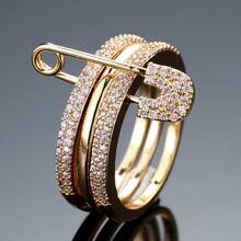 Fashionable Ring, Multi-Layer Design, Inlaid With Shiny Zirconia, Available In Multiple Colors, Suitable For Daily Wear, Ideal Accessory For Parties - Gold-pink - View 17