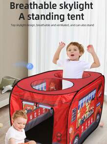 1 pieza Carpa de juego con diseño de coche y animales para bebés, juguete de casa de juegos portátil y plegable sin montaje, diseño ventilado, juguete de cabina de bloques de construcción, regalo de Navidad/Halloween/Acción de Gracias para niños y niñas, incluye carpa (varios estilos disponibles, pelotas no incluidas)