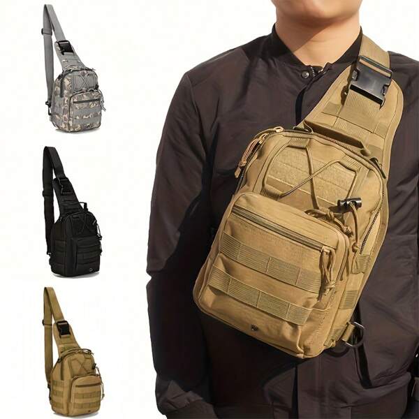 NYXIA Sac de poitrine de plein air pour hommes, sac à bandoulière camouflage, sac à dos à bandoulière en Oxford pour la randonnée en montagne, le camping, la pêche, le trekking