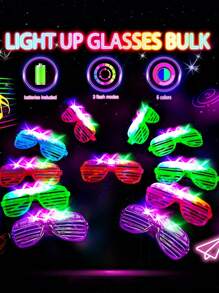 6/12pcs LED Light Up Glasses, Multi- Colors Shutter Shade Glow Glasses, Wireless Flashing Luminous Glasses, 3 Modes Flashing Light Party Glasses, Glow In The Dark Party Supplies, Party Gifts Birthday Party Gifts(Random Color)