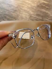 Blue Blocker Glasses For Men Metal Browline Computer Gaming Glasses Filter Blue Ray (Silver Metal/Gray Crystal TR90 Eyeglasses)  New Vintage Fashion Half Frame Semi-Rimless Clear Lens Glasses Blue Light Glasses For Woman/Men Computer Bluelight Glasses Womens/Mens - Màu trắng trong suốt - Xem 3