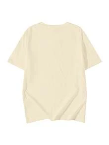 200g Cotton T-Shirt 2025 Men's New Short-Sleeved Cotton Vacation Pattern Short-Sleeved Crew Neck Matching Look - Màu be - Xem 3