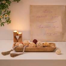 1 szt. 16" dekoracyjna miska taca centralny element stołu: drewniana miska na ciasto do wystroju pokoju domowego, rustykalne świeczniki do jadalni, blatu kuchennego, wiejskiej długiej wąskiej tacki na przyjęcie weselne, wystrój świąteczny walentynkowy