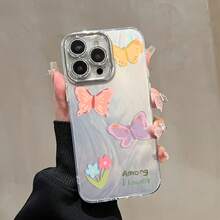 Funda para teléfono 1 pieza La funda para teléfono con láser IMD con cambio gradual de hilo de nuevo color es adecuada para 16/15/14/13/12/11 Serie completa 13/14 Pro/15 Plus/16 Pro, con película de lente, teléfono híbrido clásico a prueba de golpes - Blanco - Ver 3