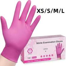 Różowe bezpudrowe jednorazowe rękawiczki nitrylowe do użytku domowego, sprzątania kuchni, mycia naczyń, pielęgnacji zwierząt, farbowania włosów itp. (Bestseller 10/20/50 szt. w opakowaniu)