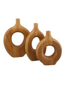 1 件复古木制花瓶，质朴底座形状，装饰艺术家居装饰，北欧风格桌面花瓶，适合客厅 - 1pc - 查看 15