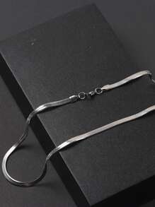 1 件极简主义钛钢蛇骨链项链，男女通用休闲/日常佩戴，嘻哈简约风格不锈钢扁平蛇骨链项链，4 毫米宽 - 銀色 - 查看 8