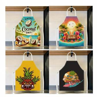 1 st. Passion Summer Mönstrat Förkläde, Kreativt Och Roligt Snyggt Tryckt Städförkläde, Vattentätt Oljeförkläde Lätt Att Rengöra Köksförkläde, Kreativt Hemförkläde, Arbetsuniform