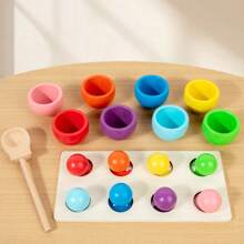 Nuovo prodotto lanciato: giocattolo Montessori per l'educazione precoce del bambino, con molletta a sfera, corrispondenza cromatica a molletta, gioco educativo per bambini con puzzle di classificazione cromatica, esercizio di movimenti fini delle mani del bambino, coordinazione mano-occhio, puzzle in legno, interazione genitore-figlio
