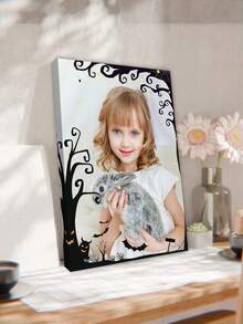 Customizable Canvas Poster, Personalized Poster, Customize Your No-Makeup Face Photo, Share Your Cherished Memories And Precious Moments, Perfect Gift For Family And Friends, Wall Decor, Halloween Home Decor, Halloween Room Decor - Black - View 3