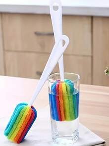 2pcs Long Handle Cup Brush, Rainbow Color Cleaning Brush Pot, Home Use Cup Cleaner, Bottle Brush - Multicolor - View 8