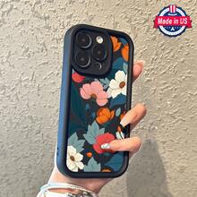 Funda para teléfono con vibrante estampado floral, nueva funda tipo escalera para ojos, compatible con phone 11, 12, 13, 14, 15, 16 PRO, 12, 13, 14, 15, 16 PLUS, X, XR, XS, resistente a arañazos, de silicona. - Negro - Ver 6