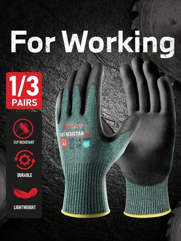 JOISIV 3 Pairs/1 Pair JOISIV Cut Resistant Work Glove Cut 3 Non Slip, Breathable, Durable For Men And Women Used For Woodworking, Glass Cutting, DIY, Warehouse, Construction, Car Repair