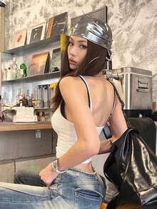 1pc Women Y2K Fashion Metallic Punk Hiphop Style Neckerchief, Versatile Accessory - Multicolor - View 10