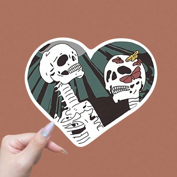 Calcomanía de vinilo con diseño de corazón de esqueleto inspirado en el kdrama - Pegatina resistente al agua para parachoques y ventanas de automóviles - Gráfico duradero de la webtoon True Beauty, para útiles escolares, vuelta al cole