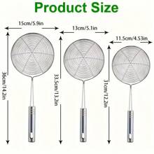 3pcs/Set Stainless Steel Strainer Set, Durable Metal Skimmer Ladle With Long Handle, Suitable For Frying, Noodle Straining, With Hanging Ring, Fits 12, 12.6, 13.8 Inch Kitchen Tools - Multicolor - View 4
