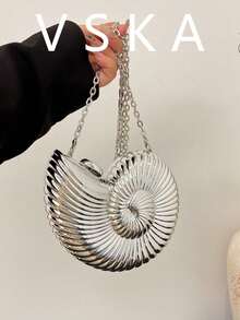 Elegante muschelförmige Party-Clutch, einzigartiges Design Muschelhandtasche, glänzende Abendhandtasche für Frauen mit Ketten-Schulter-/Umhängegurt, geeignet für Kopfhörer, Münzen, elegante Muschelgeldbörse perfekt für Partys, Hochzeiten, Abendessen und Bankette, passend zu Hochzeitskleider, Abendgarderobe, Ballkleider, Geburtstagsoutfits und Damen-Partygarderobe