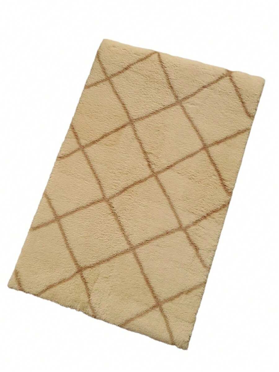 Made In Turkey - Jassrug Royal Diamond Bathroom Carpet 50x80 Cm – Non-Slip Base - Soft & Durable - Beige - View 1