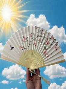 1pc Women's Foldable Fan, Crafted Fan, Handheld Fan, Fashion Accessory For Women, Portable, Small Folding Fan