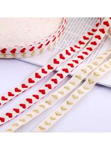 1 pieza de cinta de rizo de algodón con estampado de corazón, 3 tamaños para ramos de flores, envoltura de pasteles y regalos, manualidades DIY