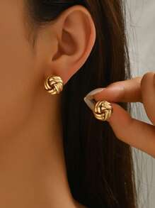 Eleganckie kolczyki z węzłem, 1 para