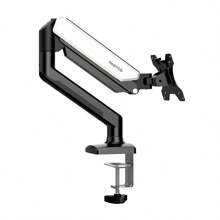 Nearhub Nearhub Einzelner weißer Computermonitor-Arm-Ständer - Schwerer Grauer Halterungsarm mit flexibler Höhenverstellung, 180° Schwenkbarkeit, 360° Drehung, Neigung +90° bis -45°, ergonomisch VESA-kompatibel 75x75/100x100, Kabelmanagement, platzsparender Tischklemme für LCD-LED-Bildschirme