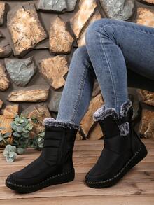 Botas de media pantorrilla cómodas, térmicas y resistentes al agua con cremallera lateral, de moda para el invierno 2025. Botas de nieve ligeras y cálidas para exteriores para damas.