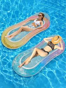 1 pieza Piscina inflable para exteriores, especial de verano, cama flotante inflable, estilo estrella con lentejuelas, piscina, playa, fiesta en la playa, actividad, flotador inflable