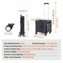 Foldable Utility Cart Holds Up To 110 Pounds, Compact Rolling Storage Cart With Retractable Handle And 4 Swivel Wheels, Perfect For Traveling, Shopping, Relocation And Office Tasks, Black