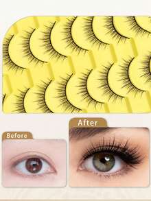 Ouye3 10 Pair Thick 3D Cross Style Daily Bridal Makeup Hard Meme False Eyelash