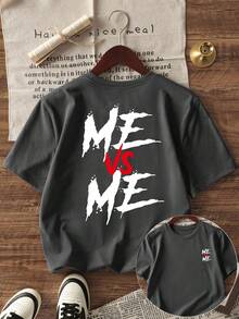 Áo thun ngắn tay cổ tròn in họa tiết dành cho bé trai - Áo thun ngắn tay tươi sáng và vui nhộn giúp mỗi ngày thêm phần thú vị! Áo thun trẻ em in họa tiết "Tôi đấu với chính mình" - Màu xám đen - Xem 4