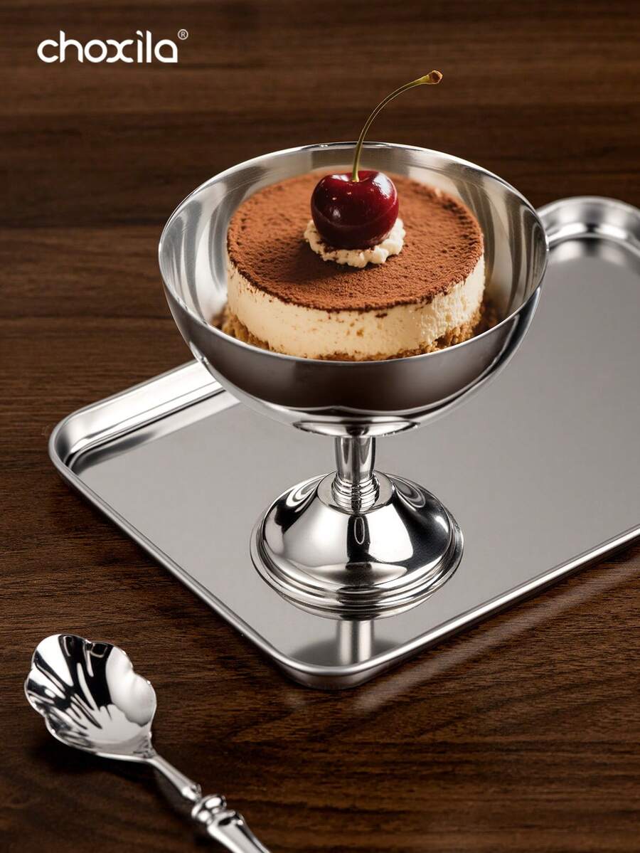 choxila 1pc Stainless Steel Dessert Cup, Snack Bowls, Serving Bowls (Removable), Ice Cream Cups – Perfect For Afternoon Tea, Bedroom, And Living Room Use - Silver - View 1