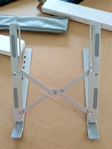 1pc Silver Aluminum Alloy Single Fork Foldable Stable Laptop Stand, Suitable For Laptops Under 18 Inches, Elevating & Storing - Silver - View 12