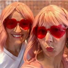 1/2/4/8 Pairs Heart Shaped Candy Color Frameless Funny Glasses, Essential For Party, Birthday, Beach, Bestie Gathering