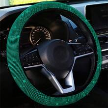 1pc Sparkling Pink Rhinestone Steering Wheel Cover With Crystal Diamonds, Breathable Anti-Slip Steering Wheel Protector (Fits 14.2" - 15.3" Inch), Multiple Colors Available: White Diamond, Black Diamond, Blue Diamond, Red Diamond,Car Accessories - Pink - View 2