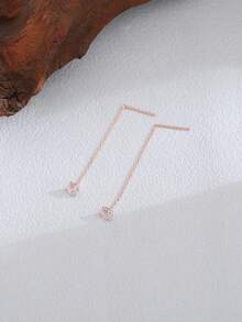 Nooxian 1 对女士几何圆形铜流苏耳环（无礼盒） - 玫瑰金 - 查看 5