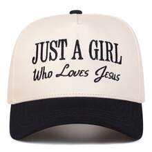 1 pièce Casquette de camionneur "Juste une fille qui aime Jésus" pour femmes, casquette de baseball avec broderie de lettres personnalisée, chapeau de mode streetwear à 5 panneaux, chapeau décontracté de protection solaire pour l'extérieur, convient pour le printemps, l'automne, les voyages, la plage - Multicolore - Voir 5