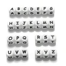 20-78 piezas de cuentas de silicona del alfabeto A-Z de 12 mm, cuentas con agujero recto para manualidades DIY, joyería y accesorios festivos - Blanco - Ver 5