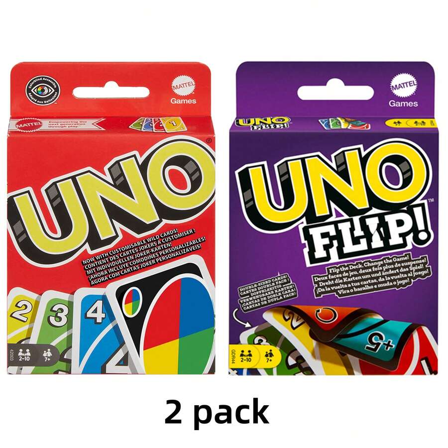 Mattel UNO - Classic Colour & Number Matching Card Game - 112 Cards - Customizable & Erasable Wild - Special Action Cards Included - Gift For Kids 7+ - W2085+GDR44 - View 1