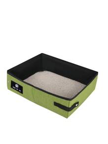 Caja de arena para gatos plegable y resistente al agua de tela Oxford de gran tamaño, inodoro antisalpicaduras para mascotas, baño portátil para gatos