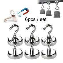 6pcs Magnetic Hooks - Magnetic Hooks, Easy Wall Mounting, Polished Metal Surface, Suitable For Home Organization, Kitchen, Office, Cruise And Camping, Multi-Style