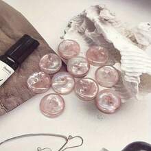 10-Pack Iridescent Resin Buttons | 11.5mm & 15mm Two-Hole Shell-Design Floral Decorative Buttons For Dresses, Sweaters, Cardigans, Jackets - Bright Pink/White/Green/Black - Multicolor - View 5