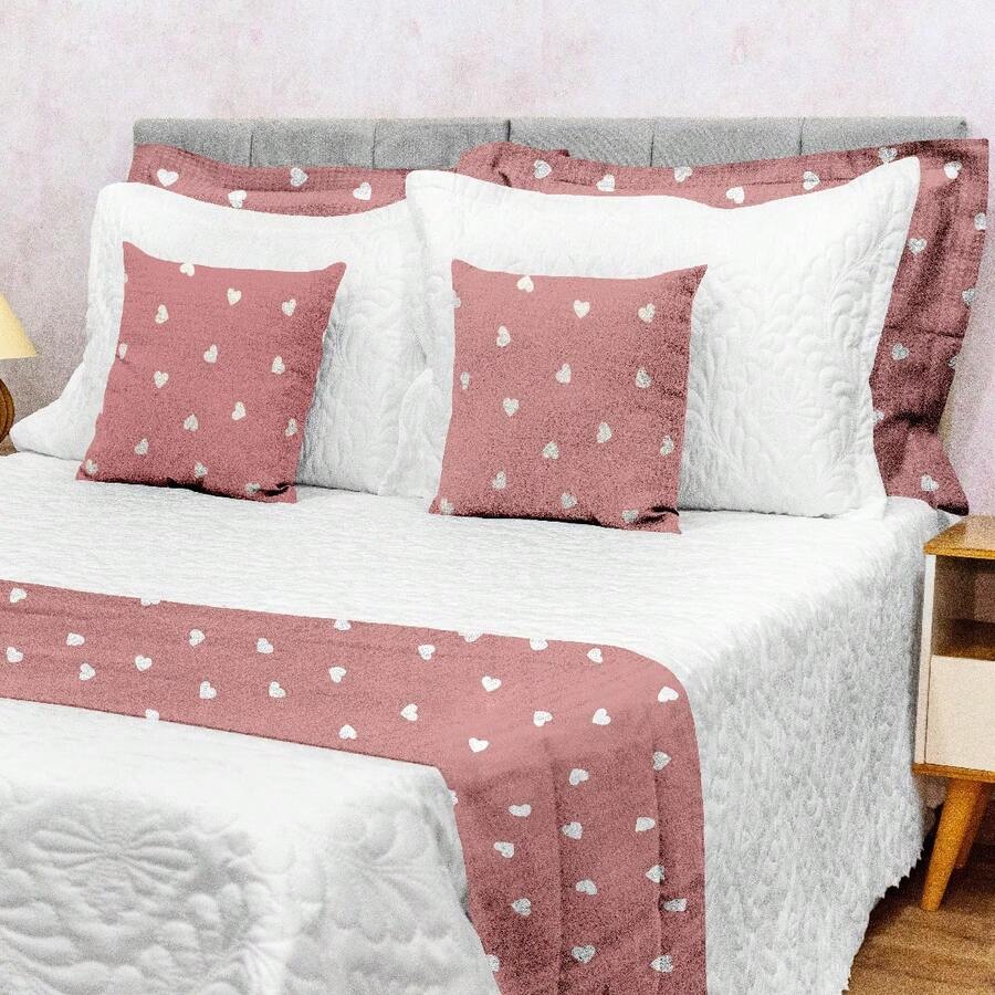 Kit Peseira Piquet Super King + 2 Capas de Almofadas 40x40 C/ Zíper - AMORA - Visão 1