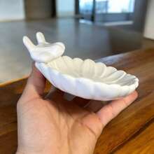 Ceramic Soap Dish For Kitchen Or Bathroom Decorated With Sunflower And Bird - 白色 - 查看 3