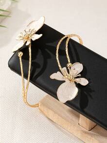 1pc Adjustable Geometric Floral Anklet - Elegant Open Anklet, Suitable For Daily Wear, Parties And Holidays, All Seasons, Party Accessory | Floral Pattern | Adjustable Anklet, Women's Daily Wear Party Jewelry Gift - Multicolor - View 2